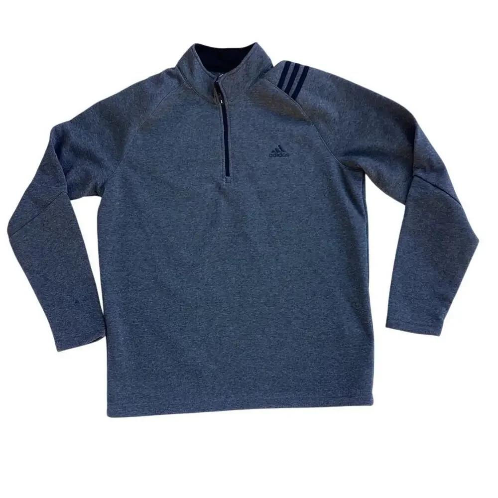 Adidas Men's Gray Fleece Quarter Zip Pullover Top Size‎ L Golf Casual